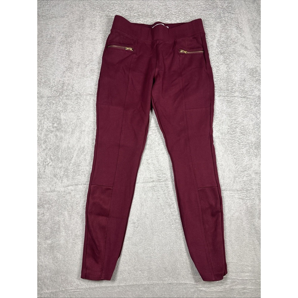 Old Navy Women's Stevie Ponte Pants Stretch Zip Panel Burgundy Size Small